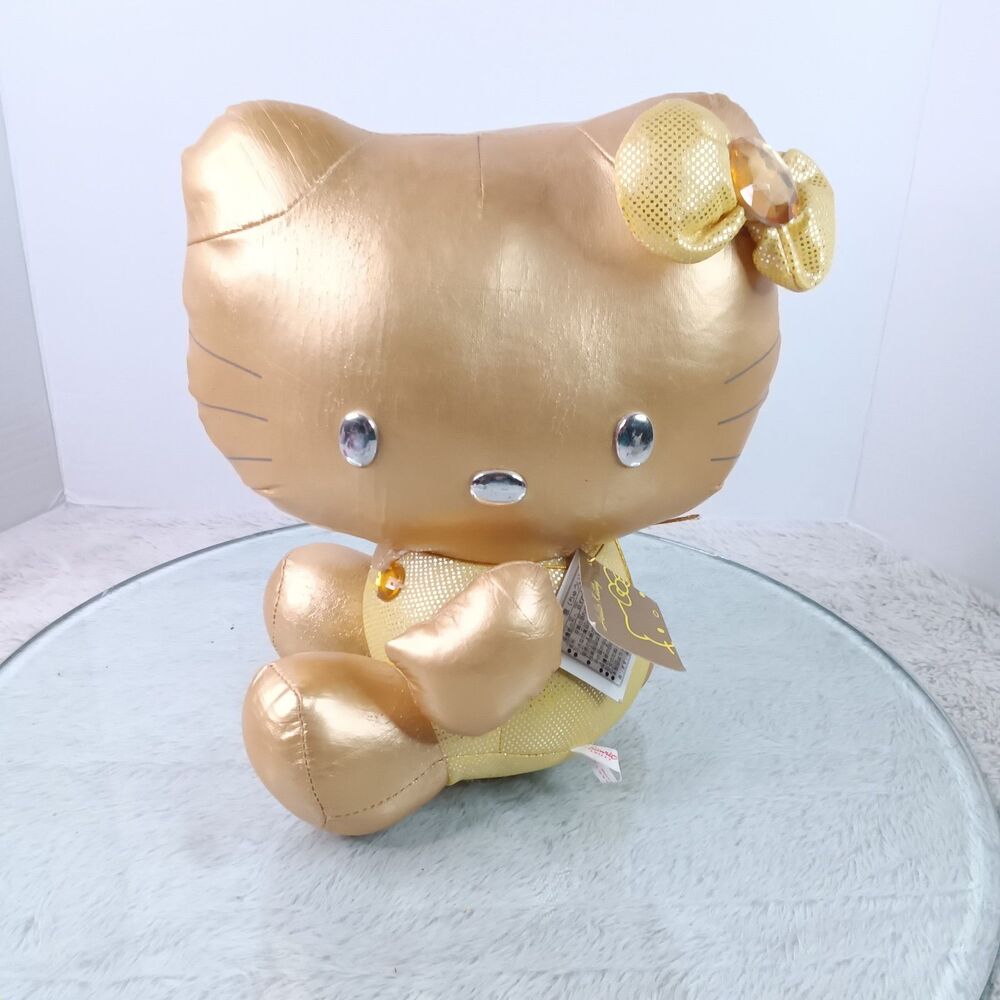 2006 VTG Sanrio Hello Kitty Metallic Gold Glitter Plush Japan Import NWT